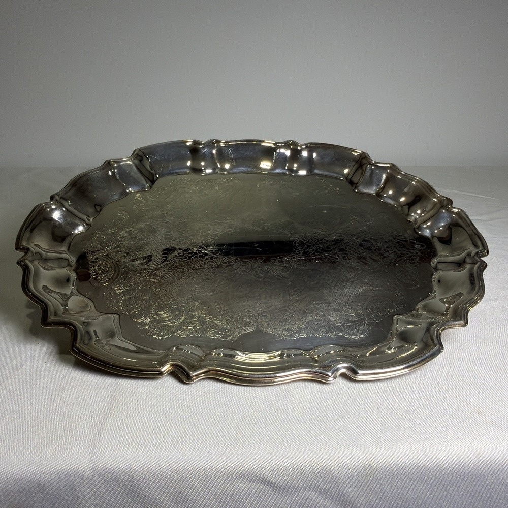 Vintage FB Rogers Silver Plated Oval  Serving Tray 14.5" x 11.25"